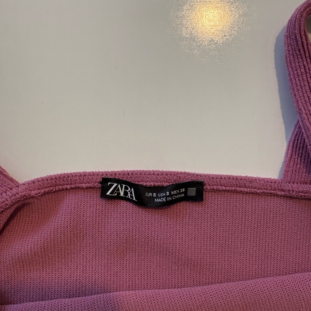 Pink Ribbed Cropped Tank Top - Picture 4 of 4